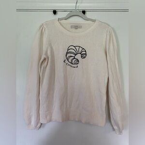 LOFT Cream Sweater with Croissant Design